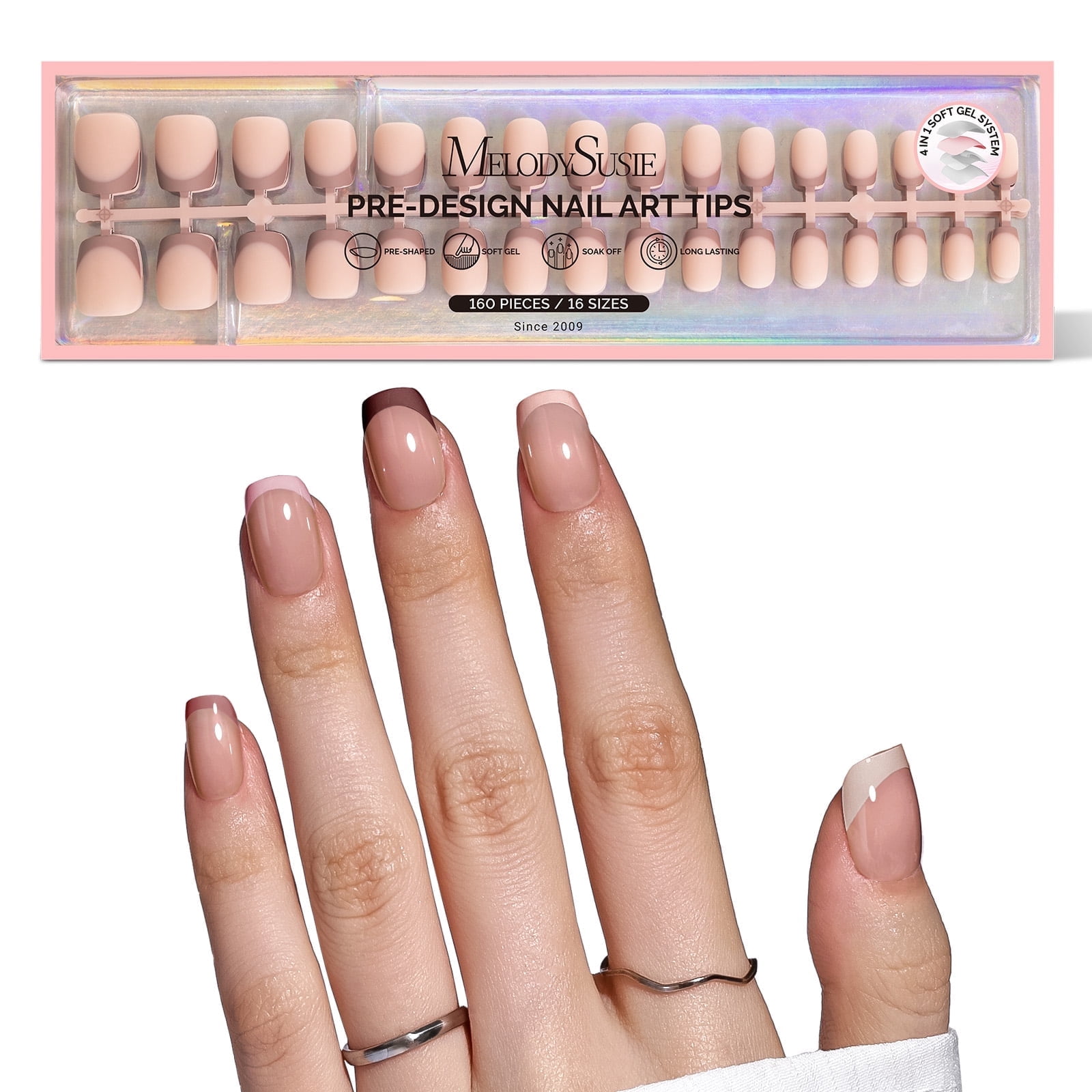 MelodySusie, Press-On Nails, 160 Count, Short Square Coffee Brown ...