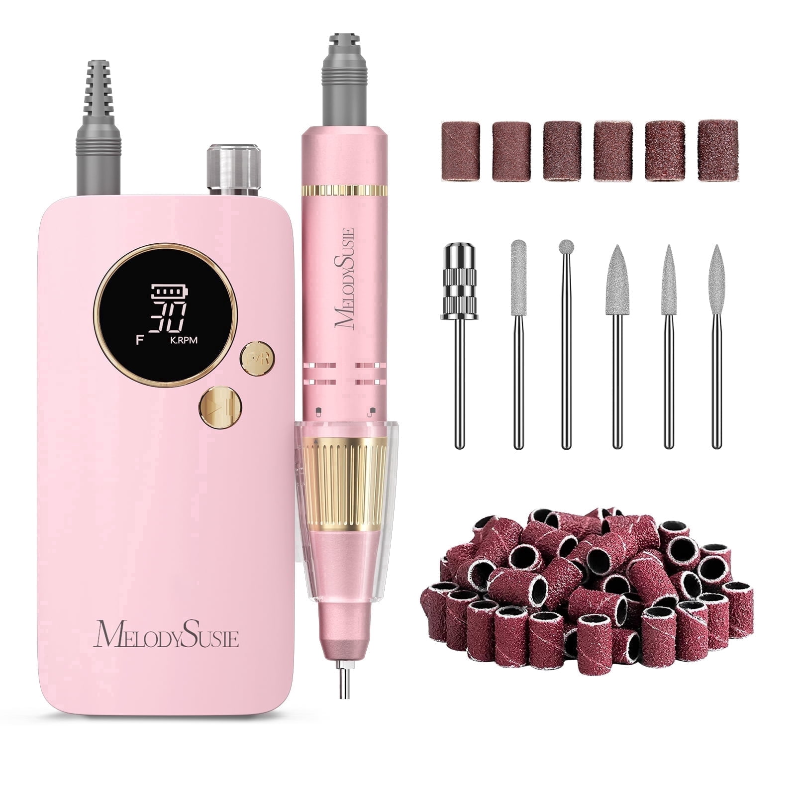 MelodySusie Entry-Level Clip-On Cordless Nail Drill, SC320F 30000RPM E-File with Pastel & Colorful Aesthetic Design for Manicure Shaping & Gel Removal