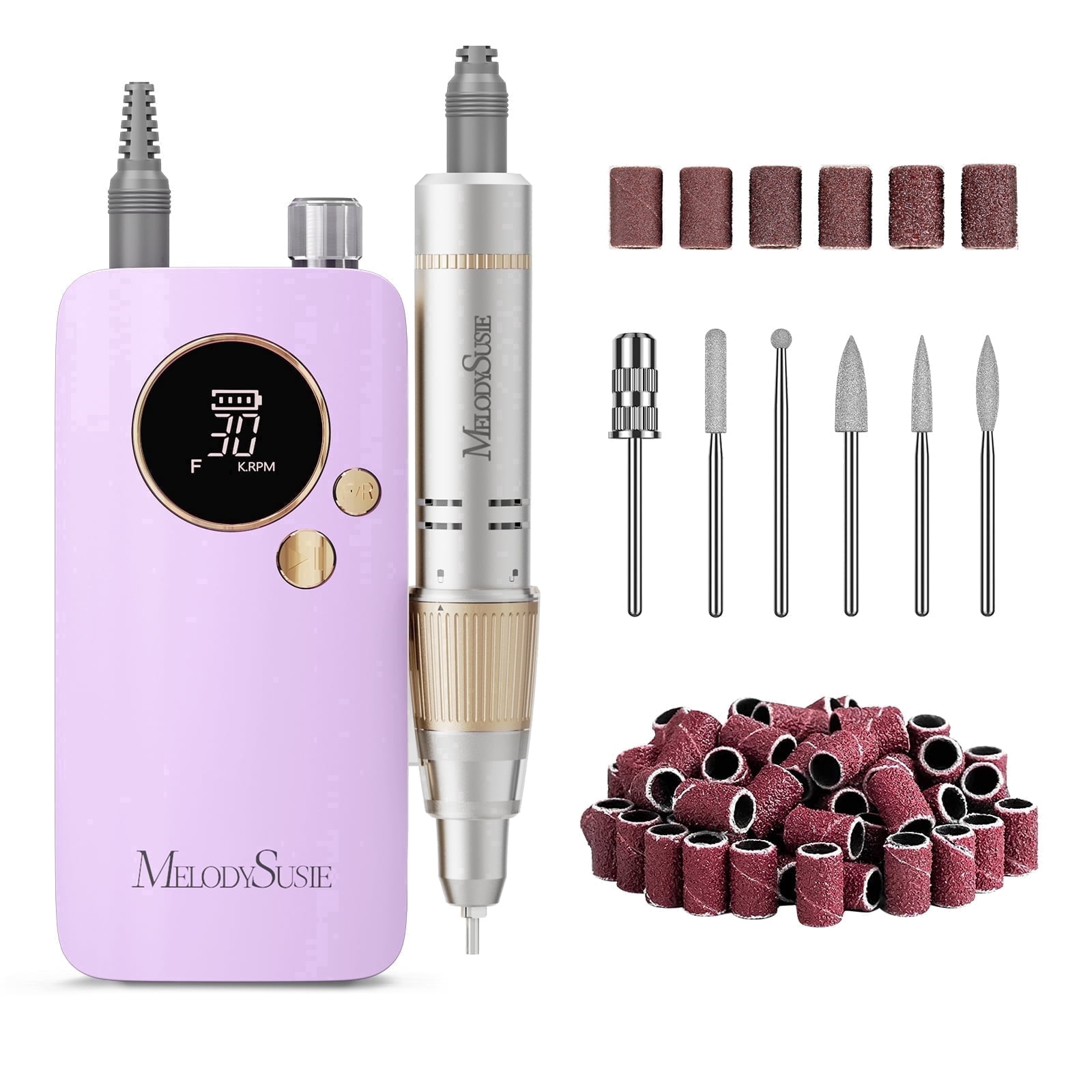 MelodySusie Entry-Level Clip-On Cordless Nail Drill, SC320F 30000RPM E-File with Pastel & Colorful Aesthetic Design for Manicure Shaping & Gel Removal