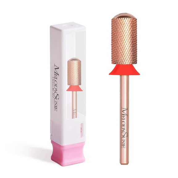 MelodySusie Safety Nail Drill Bit, 3/32'' Smooth Top Large Barrel Carbide Bit for Manicure Pedicure, Rose Gold