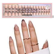 MelodySusie Press-On Nails, Short Almond Coffee Brown French False Nail Tips, No File Needed Natural Long-Lasting, 160 Count 16 Sizes
