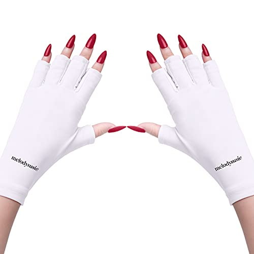 MelodySusie UV Glove for Gel Nail Lamp, Professional UPF50+ UV Protection  Gloves for Manicures, Nail Art Skin Care Fingerless Anti UV Glove Protect