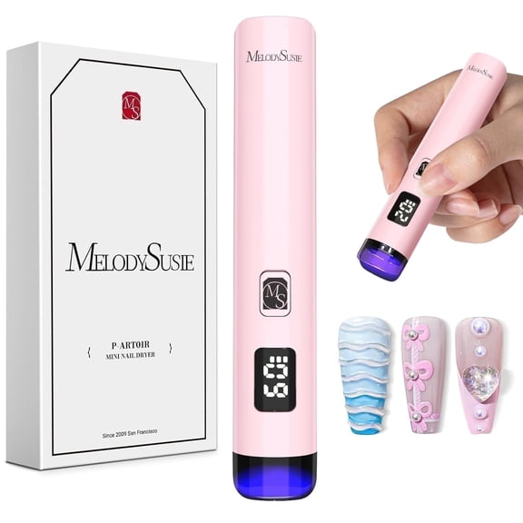 MelodySusie UV Nail Lamp, Flash Cure Light Handheld Mini Cordless Nail Dryer for Gel Nails with LCD Display, ART01R