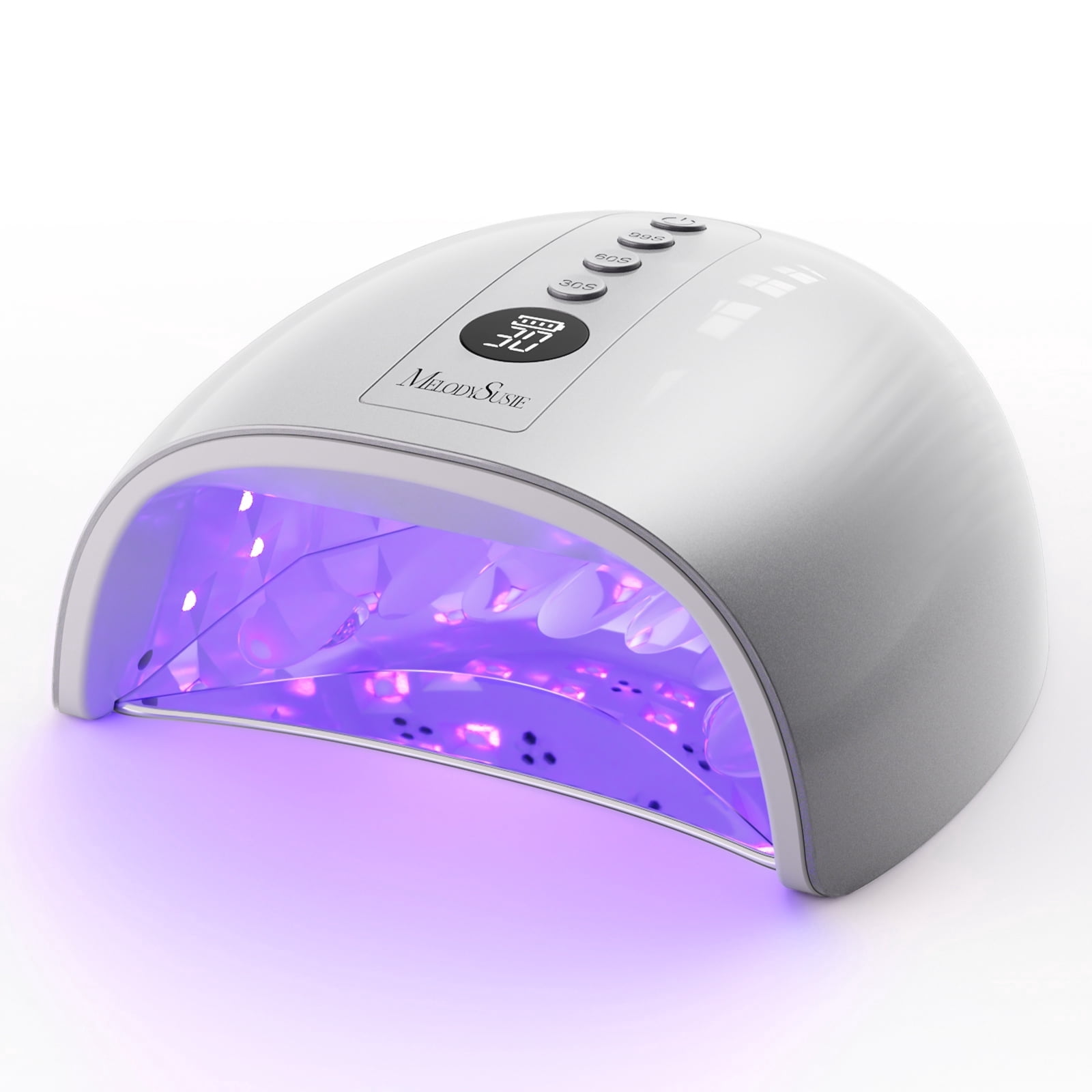 MelodySusie Upgraded Cordless UV Nail Lamp, P-Plus30GT High-Efficient Rechargeable Nail Dryer with 3 Timers & Detachable Metal Base Cures All Hard Gels