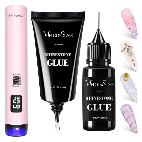 Melodysusie P-ART01RX Cordless Gel X Nail Lamp and Nail Rhinestone Glue,Rechargeable with LCD Display & Nail Glue DIY