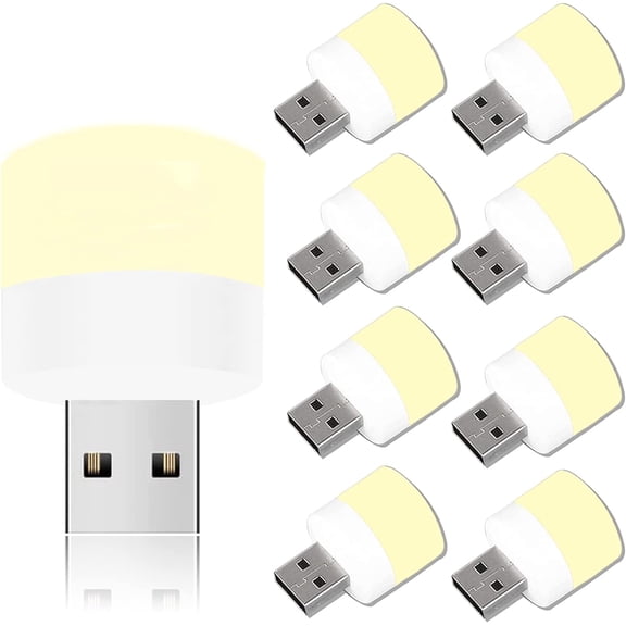 Melofo 9Pcs Mini Portable USB LED Night Light Eye-Friendly Warm White Plug-in Lamp