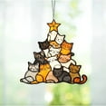 thumbnail image 1 of Melomogo 2Pcs Cat Christmas Tree Suncatcher Ornament, Cute Stacked Cat Christmas Ornaments, Christmas Decors for Garden Home Ceiling Windows Hanging Suncatcher, Wall Art Decor Gift for Cat Lovers, 1 of 8