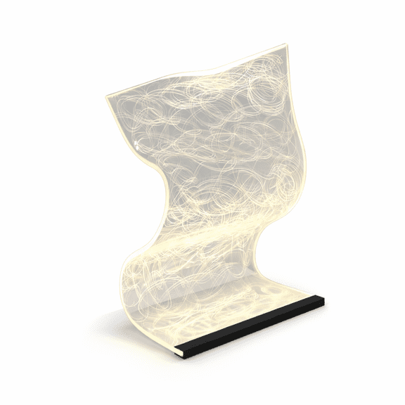 Melomogo 3D Visual Scroll Art LED Accent Lamp - Acrylic Sculptural Light Installation for Hotel Lobbies, Guest Rooms, Boutique Hospitality Spaces, Warm White Ambient Decor, USB Powered Table Lamp