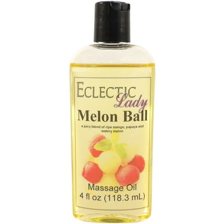 Melon Ball Massage Oil by Eclectic Lady, 4 oz, Sweet Almond Oil and Jojoba Oil
