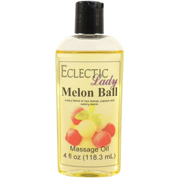 Melon Ball Massage Oil by Eclectic Lady, 4 oz, Sweet Almond Oil and Jojoba Oil