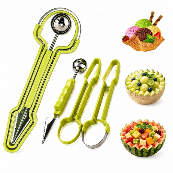 Melon Baller Scoop Set, Stainless Steel Fruit Carving Tools, Watermelon Scooper, Fruit Baller, Kitchen Gadgets for Melon, Cantaloupe, Fruit Salad, Party, Gift