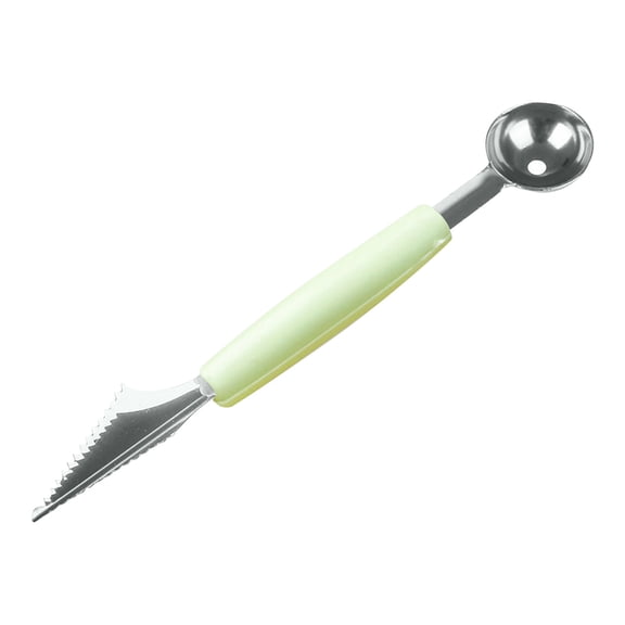 Melon Baller Scoop Stainless Steel Kitchen Utensil, Serrated Edge Grapefruit Spoon, Double Sided Ice Cream Scoop, Light Green 1 Pack