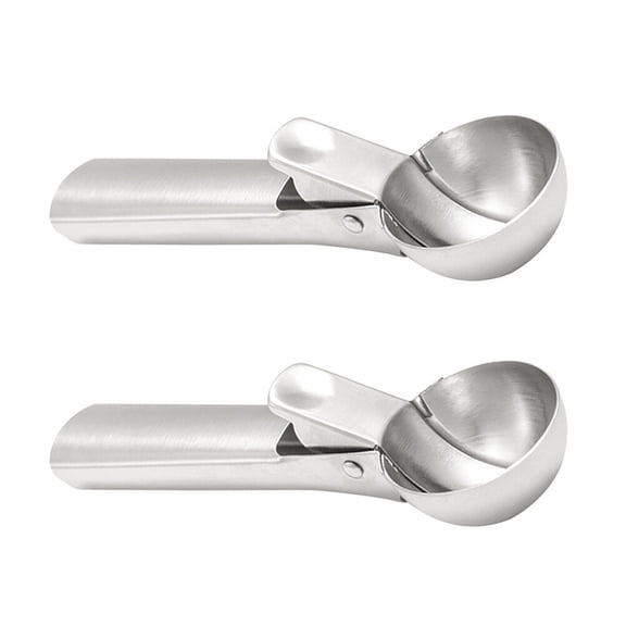 2-Pack Stainless Steel Melon Baller Scoops for Ice Cream, Fruit, Cookies, Biscuits, and Fruitcake Serving Spoons Set