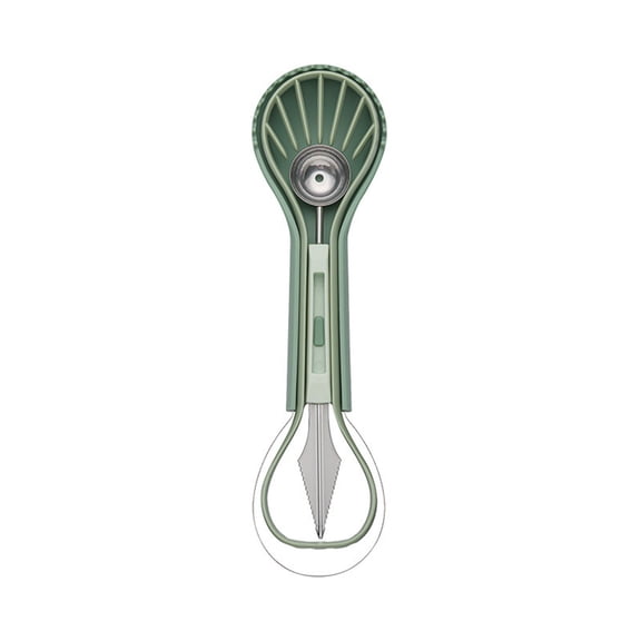 Melon Baller, Three-in-One Fruit Scooping Tool, Watermelon Scooper Cutter, Multifunctional Stainless Steel Fruit Baller, Slicer Melon Baller, Practical Fruit Corer Kitchen Tool (Green)