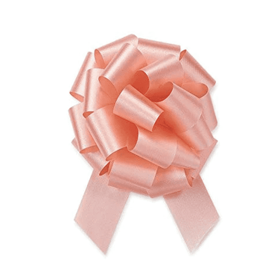 Melon Flora Satin Pull Bows 5.5 Inch 20 Loops, 10-Pack | Easy to Assemble, Premium Gift Wrap & Decoration for Holidays, Weddings, Baby Showers | A1 Bakery Supplies