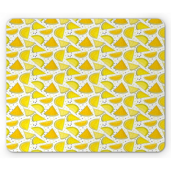 Melon Mouse Pad, Abstract Yellow Color Palette Watermelon Slices, Rectangle Non-Slip Rubber Mousepad, Yellow White Pale Orange, by Ambesonne