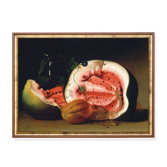 Melon Still Life Kitchen Kitchen Dining Room Rustic Still Life Wall Art Unframed Paper Print