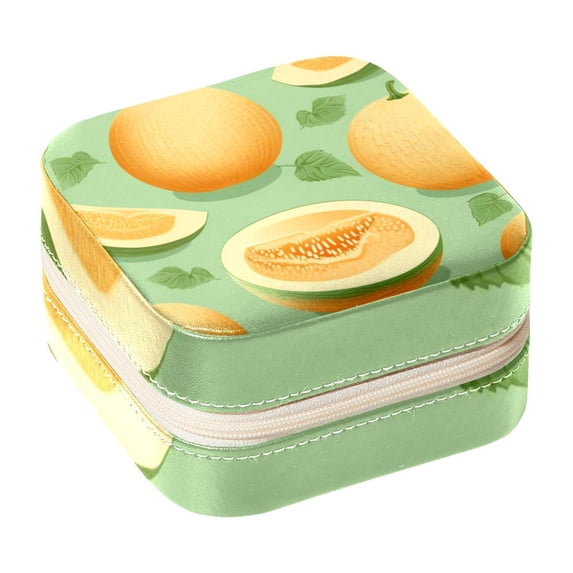 Melon Travel Portable Square Jewelry Display and Decorative Box with Bracelet Holder - Ideal for Rings, Earrings, Necklaces, Bracelets, and More - Suitable for Girls and Women