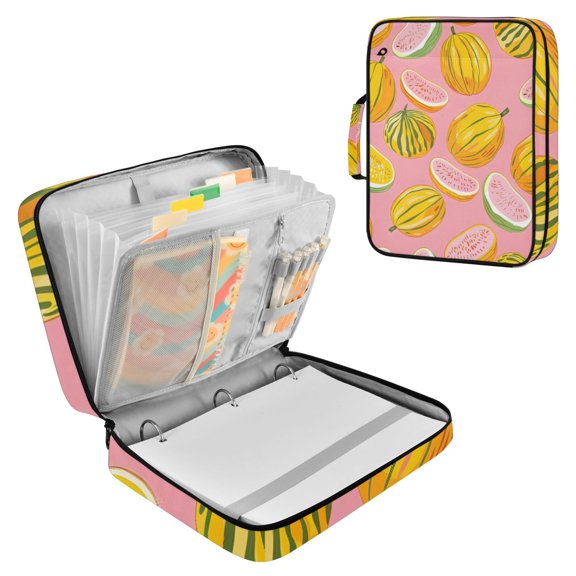 Melons Accordion File Organizer Expanding File Folder 3-Ring Binder Bag 500 Sheets A4 Size