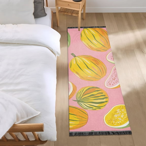 Melons Bedside Runner Rug 2'x 6' Non Slip Carpet Floor Mat Area Rug