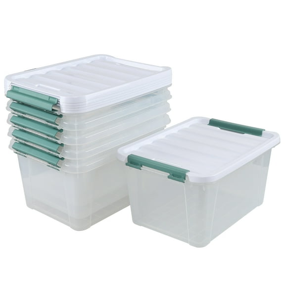 Melontray 20 Quart Clear Stackable Storage Box, 6-Pack Plastic Storage Box with Latching Lid