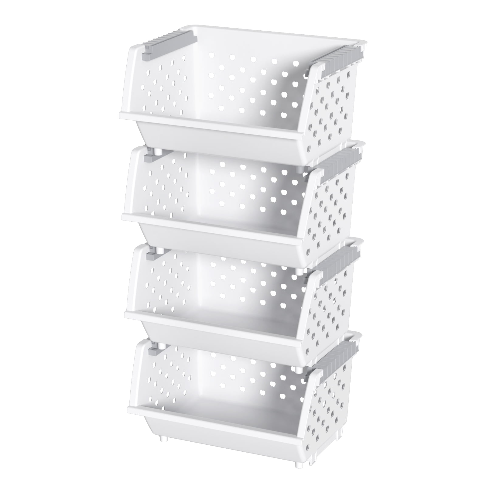 Melontray 4 Pack Plastic Stacking Basket Organizer, Large Kitchen Open ...