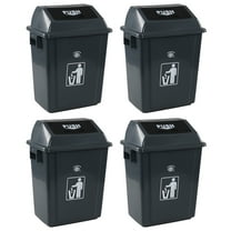 Melontray 6 Gallon Plastic Swing Top Garbage Can, 4 Pack Kitchen Trash Bins with Swing Lid, Gray