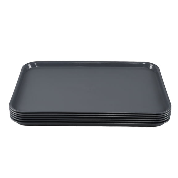 Melontray Set of 6 Extra Large Plastic Serving Trays, Rectangular Plastic Drip Trays for Boot, Plant, 25.28" x 17.60", Gray