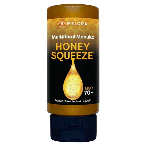 Melora Manuka Honey 70MGO Squeezy 330g, British Import (Pack of 2)