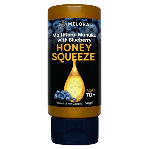 Melora Manuka Honey & Blueberry 70MGO Squeezy 330g, British Import (Pack of 2)