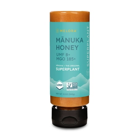Melora Manuka Honey New Zealand Raw Honey | Pure, Unfiltered, Unpasteurized Honey | Organic Squeeze Bottle | UMF 8+ | MGO 265+ | 12 oz
