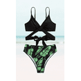 thumbnail image 1 of Meloria Swim and Fashion Leaf Printing Padded Strappy Crossed Design Lace Up Stylish Beach Two-Piece Bikini, 1 of 3