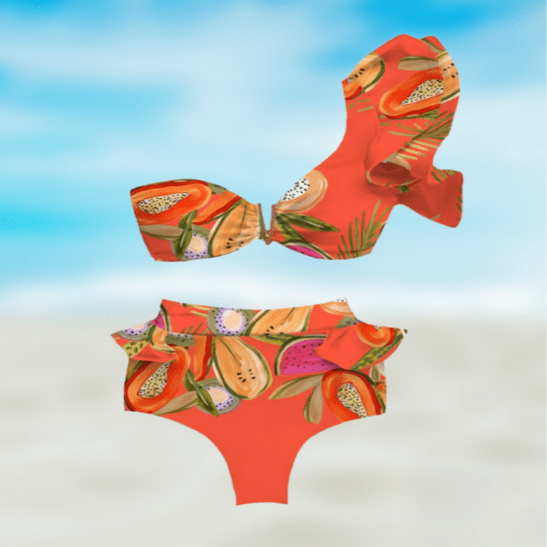 Meloriaswim One Shoulder High Waist Ruffled Orange Color Bikini for Women