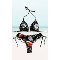 Meloriaswim Sexy Fruity Floral printed padded lace-up bikini sets