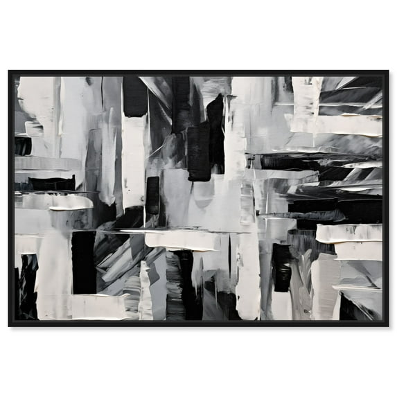 Melosa Canvas Modern Black White Abstract Wall Art by Art Remedy, Black Frame, 15" x 10"