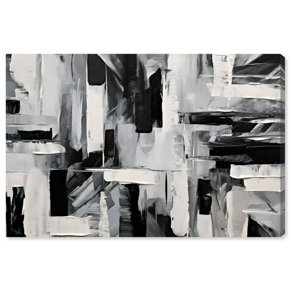 Melosa Canvas Modern Black White Abstract Wall Art by Art Remedy, Gallery Wrapped, 30" x 20"