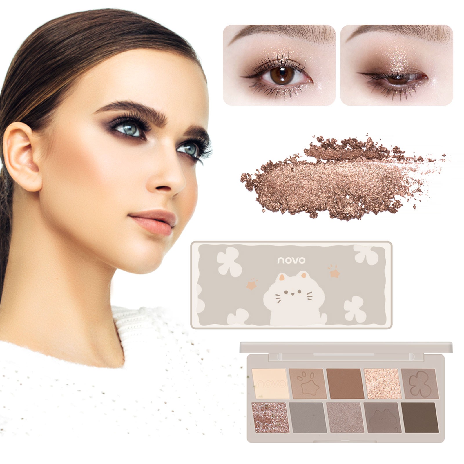 Melotizhi Eyeshadow Palette Matte Shimmer Glitter Eyeshadow Palette Makeup Neutral Pallet Kit