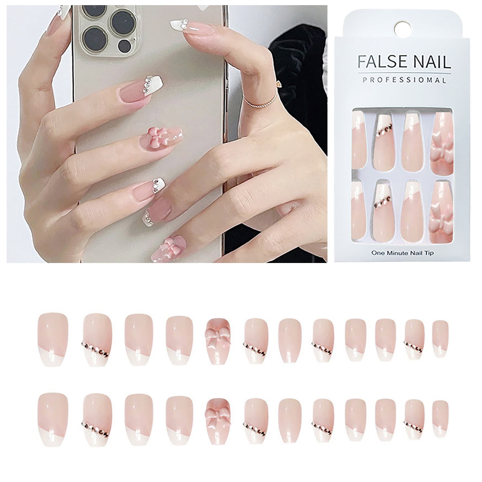 Melotizhi Press On Nails, 3D Fake Nails With Design False Nails With ...