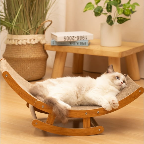 Cat Scratcher for Indoor Cats, 2-in-1 Rocking Chair Cardboard Cat House, Cat Scratching Pad Lounge Bed for Medium Large Cat
