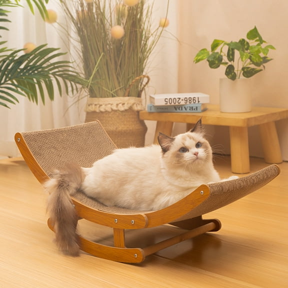 Cat Scratcher for Indoor Cats, 2-in-1 Rocking Chair Cardboard Cat House, Cat Scratching Pad Lounge Bed for Medium Large Cat
