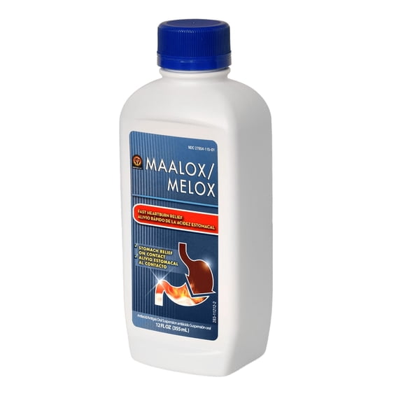 Melox Regular Strength Antacid Liquid for Heartburn Relief, 12 fl oz (355ml)