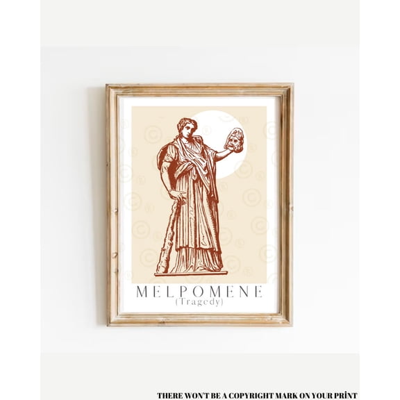 Melpomene, Theatre Art Print, Theatre Gifts, Musical Theatre, Broadway Gifts, The Nine Muses, Greek Mythology Art, Tragedy And Comedy Masks Wall Art, Modern Wall Decor, 8x12 UNFRAMED