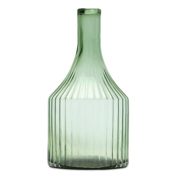 Melrose 10.75" Ribbed and Bottleneck Glass Vase