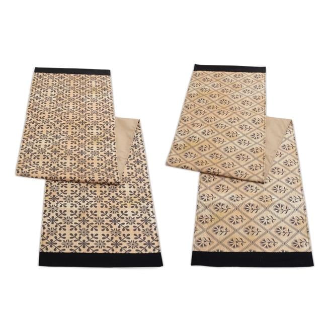 Melrose Gold and Black Geometric Floral Polyester Table Runner