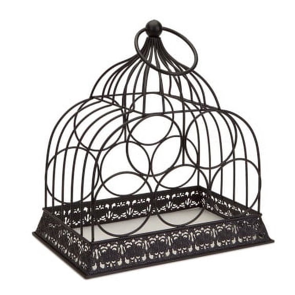 Melrose 15" Rustic Metal Birdcage 5-Bottle Decorative Wine Rack Holder