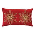 thumbnail image 1 of Melrose 19.5" Embroidered Bead Snowflake Rectangular Christmas Throw Pillow, 1 of 1