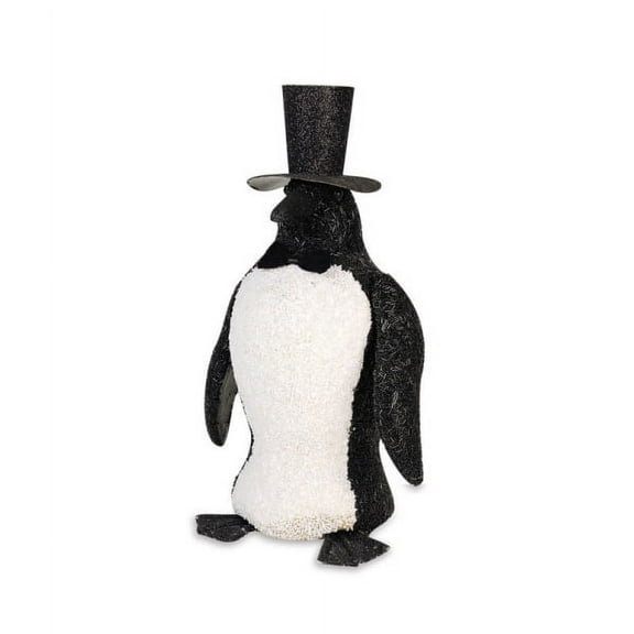 Melrose 19" Casino Royale Black and White Beaded Christmas Penguin with Hat and Bow Tie