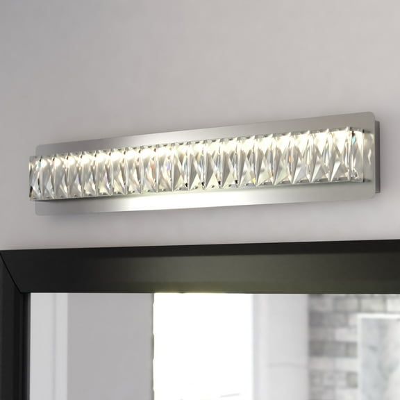 Melrose 26 in. Integrated LED Chrome Crystal Bath Bar Vanity Light