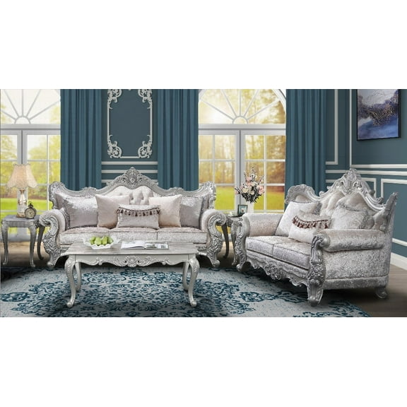 Modern Chic Fabric Sofa 220cm in Champagne with Silver Brush