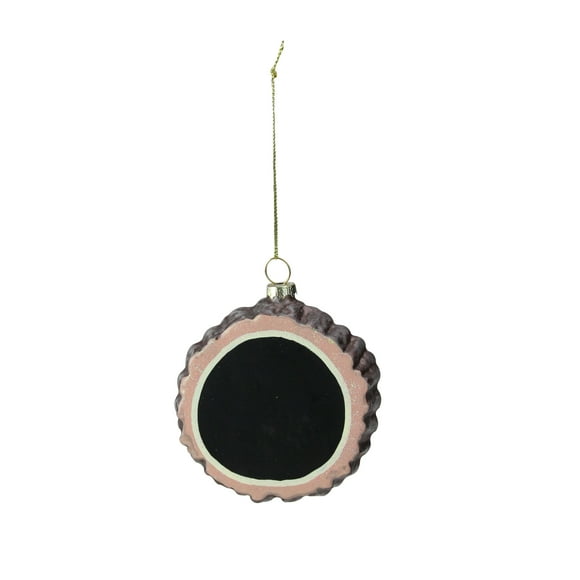 Round Chalkboard Tree Stump Glass Christmas Ornament - 3.5"